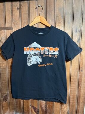 Hooters Black Tee with Orange & White Logo